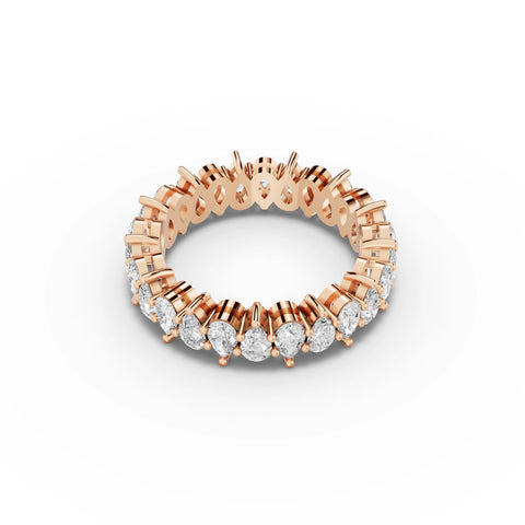 2.41 CT Pear Shared-Prong Full Eternity Lab Grown Diamond Ring in rose gold, view 2