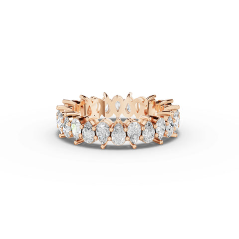 2.41 CT Pear Shared-Prong Full Eternity Lab Grown Diamond Ring in rose gold