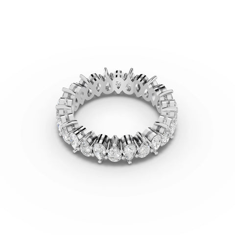 2.41 CT Pear Shared-Prong Full Eternity Lab Grown Diamond Ring in white gold, view 2