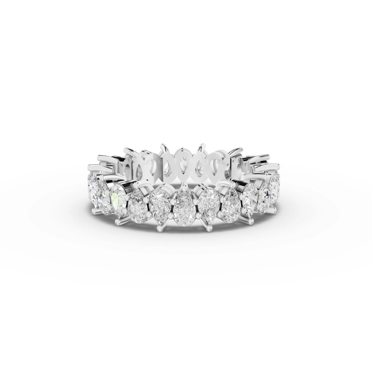 2.41 ct pear lab grown diamond full eternity ring with shared-prong setting and continuous pear-cut diamonds