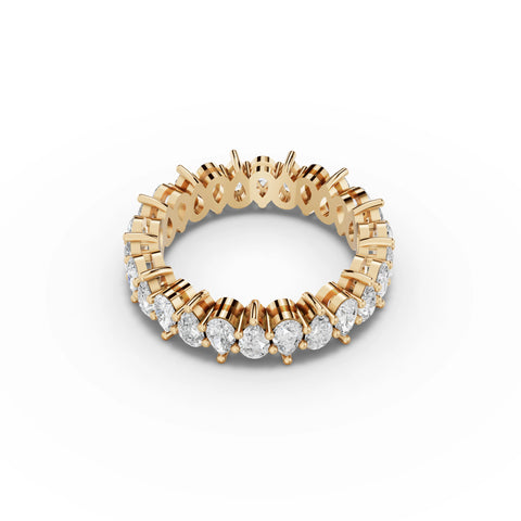 2.41 CT Pear Shared-Prong Full Eternity Lab Grown Diamond Ring in yellow gold, view 2