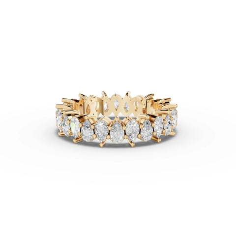 2.41 CT Pear Shared-Prong Full Eternity Lab Grown Diamond Ring in yellow gold