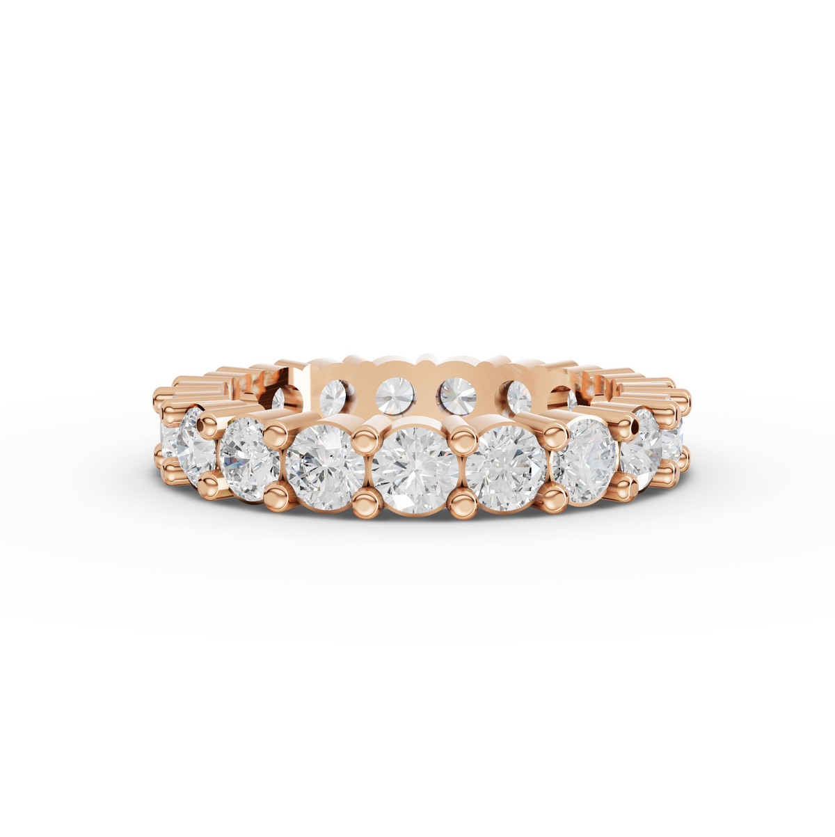 2.44 CT Round Basket Setting Full Eternity Lab Grown Diamond Ring in rose gold