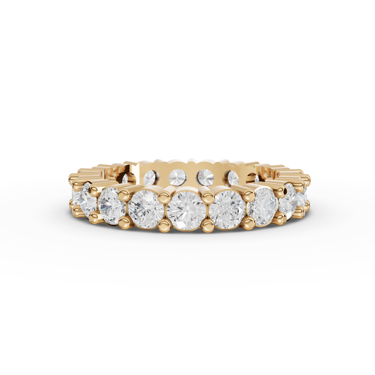 2.44 CT Round Basket Setting Full Eternity Lab Grown Diamond Ring in yellow gold