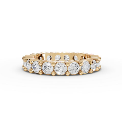 2.44 CT Round Basket Setting Full Eternity Lab Grown Diamond Ring in yellow gold