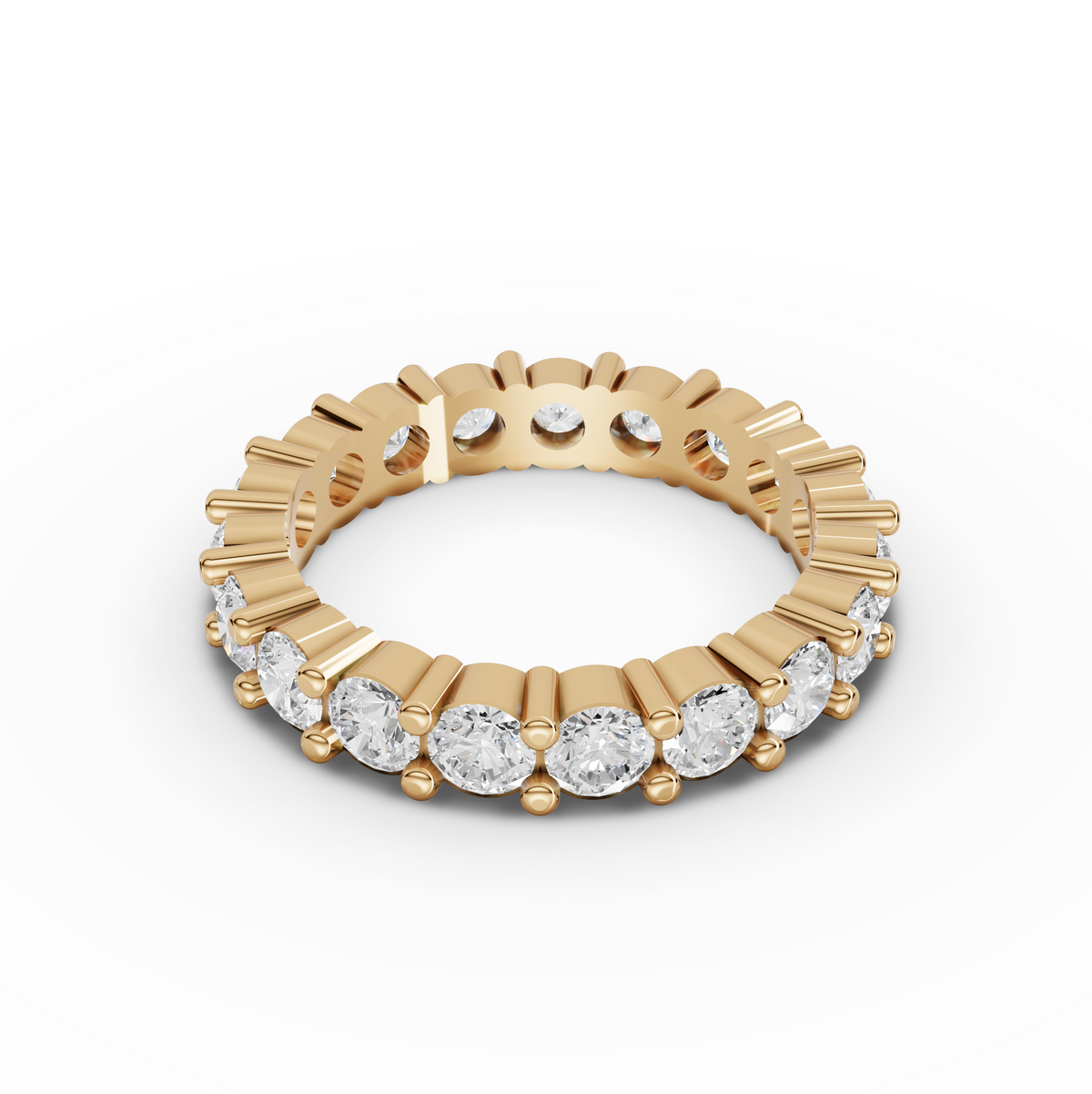 2.44 CT Round Basket Setting Full Eternity Lab Grown Diamond Ring, view 2