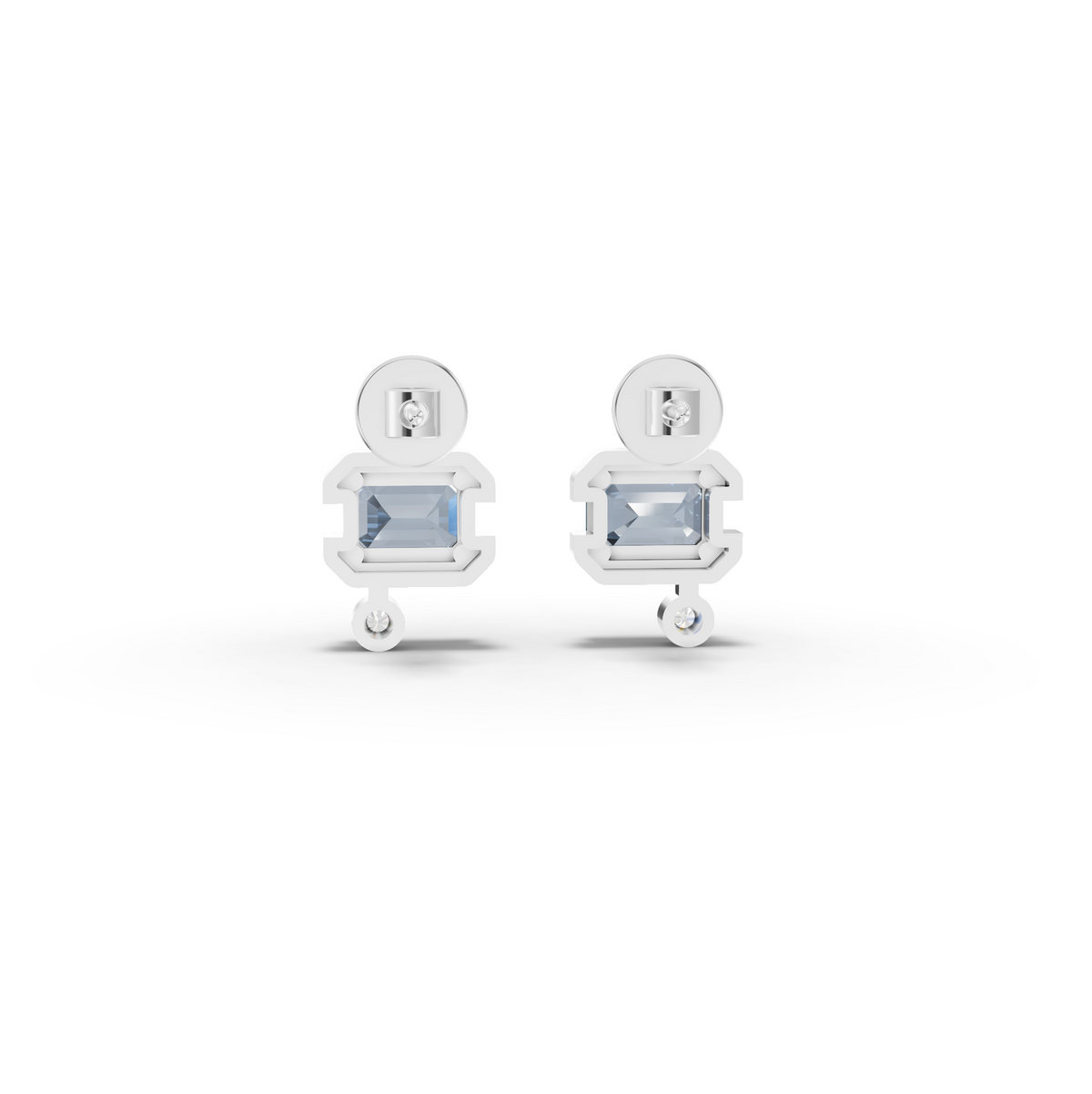 2.48 CT March Birthstone Aquamarine Lab Grown Diamond Drop Earrings, view 2