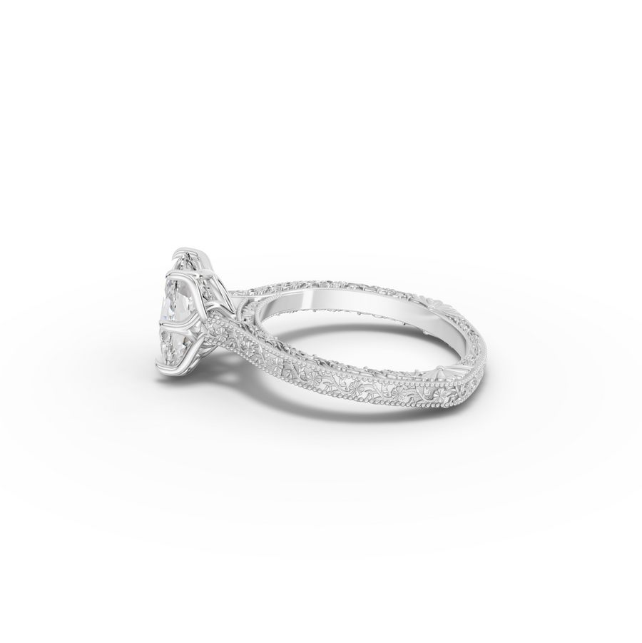 2.50 CT Cushion Lab Grown Diamond Solitaire with Filigree Band, view 3