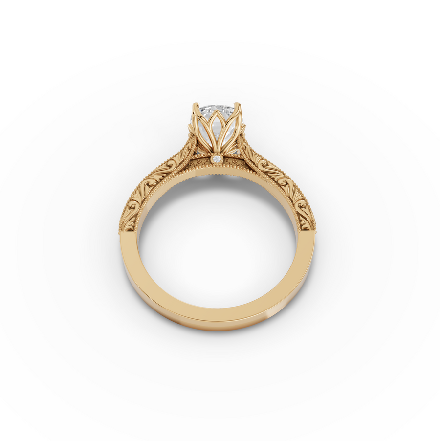 2.50 CT Cushion Solitaire Lab Grown Diamond Ring with Filigree Band, view 4
