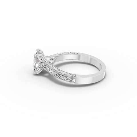 2.50 CT Cushion Solitaire Lab Grown Diamond Ring with Filigree Band