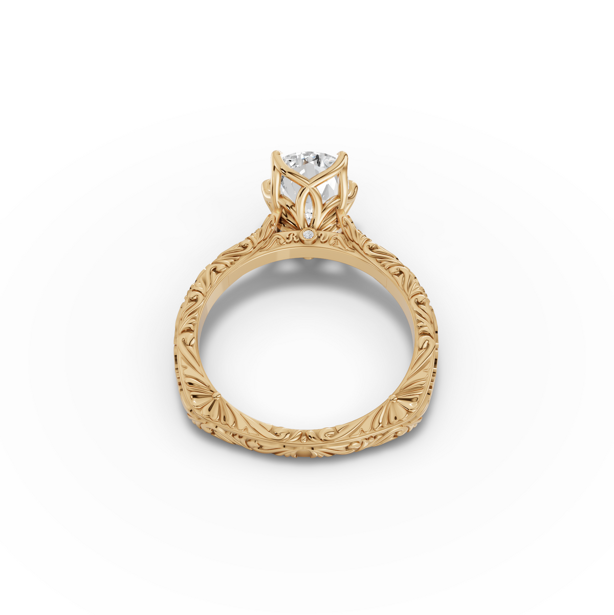 2.505 CT Cushion Lab Grown Diamond Ring with Continuous Filigree Band, view 5