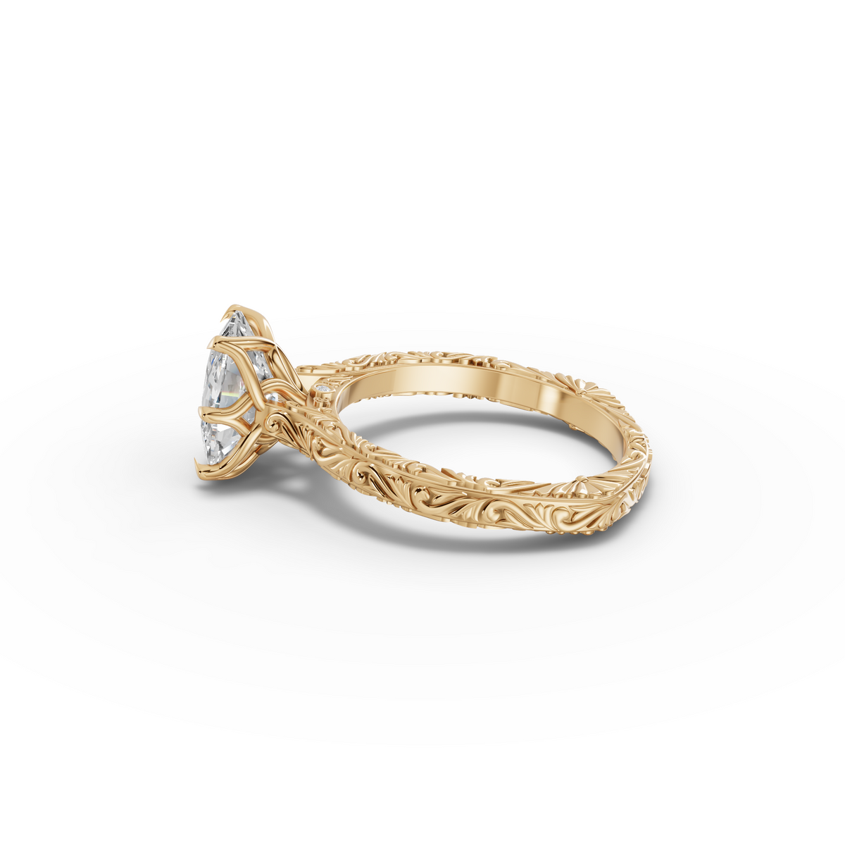 2.505 CT Cushion Lab Grown Diamond Ring with Continuous Filigree Band, view 6