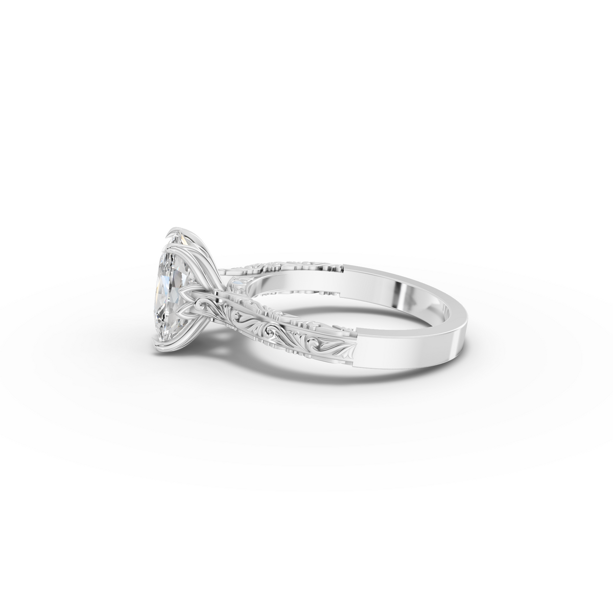 2.505 CT Cushion Lab Grown Diamond Solitaire Engagement Ring Band, view 2