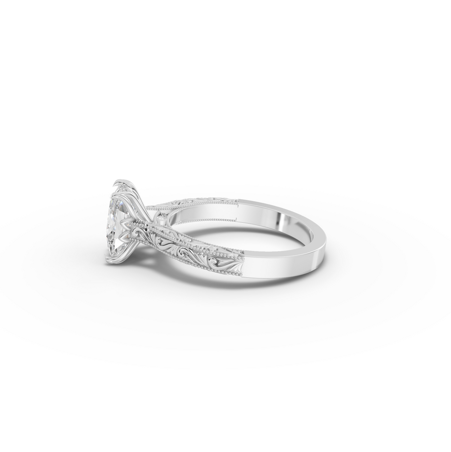 2.505 CT Cushion Lab Grown Diamond Solitaire Ring with Filigree Band, view 2