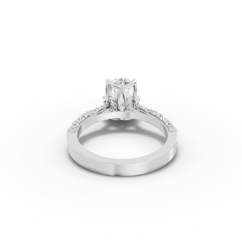 2.505 CT Filigree Cushion Lab Grown Diamond Engagement Ring with Milgrain Details, view 4