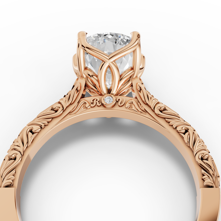 2.505 CT Filigree Cushion Lab Grown Diamond Engagement Ring with Milgrain Details, view 7