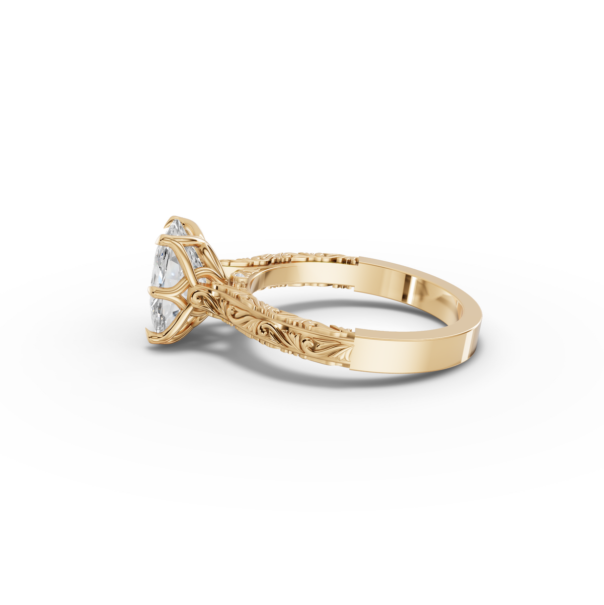 2.505 CT Filigree Cushion Lab Grown Diamond Engagement Ring with Milgrain Details, view 8