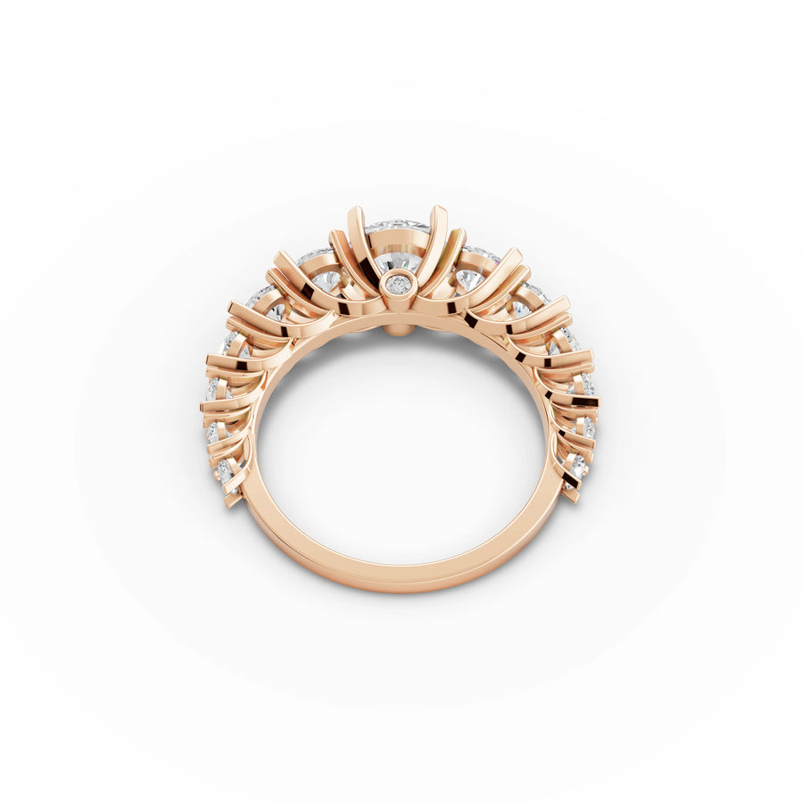 2.52 CT Round Lab Grown Diamond Five Stone Ring in rose gold, view 3