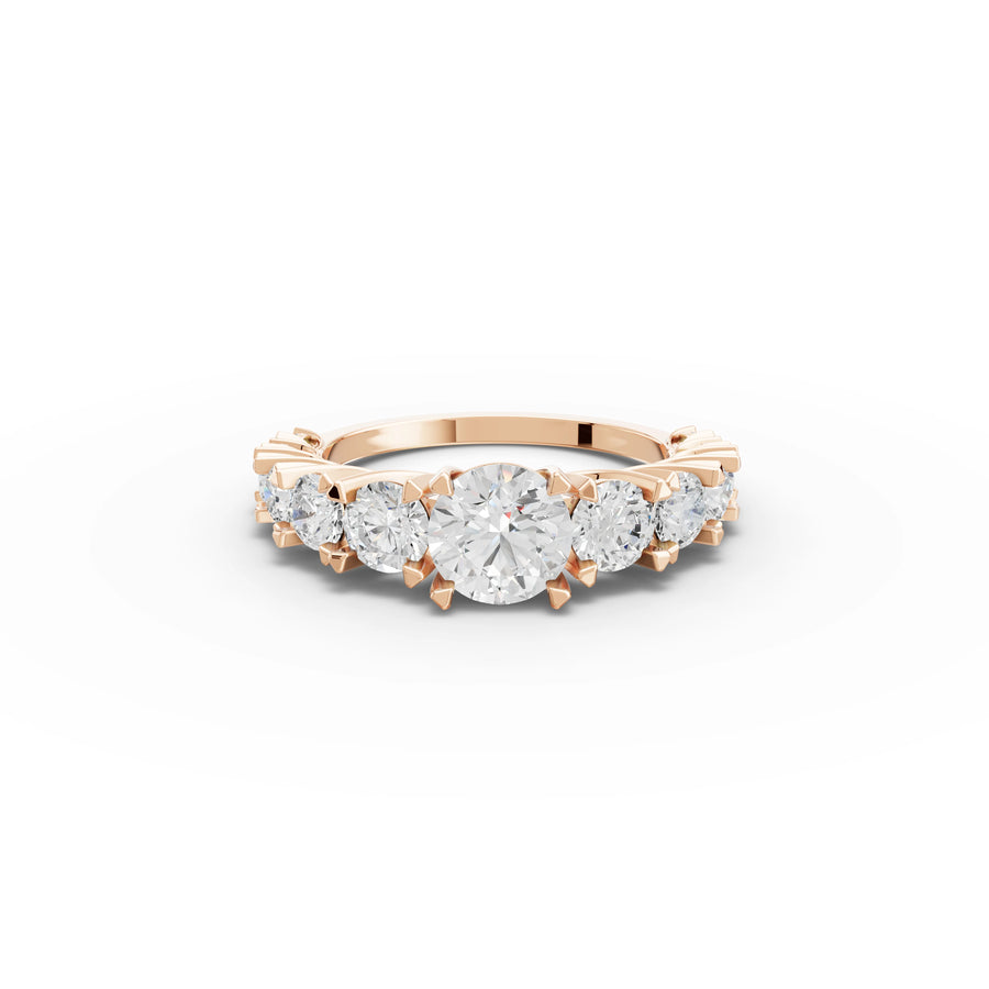 2.52 CT Round Lab Grown Diamond Five Stone Ring in rose gold