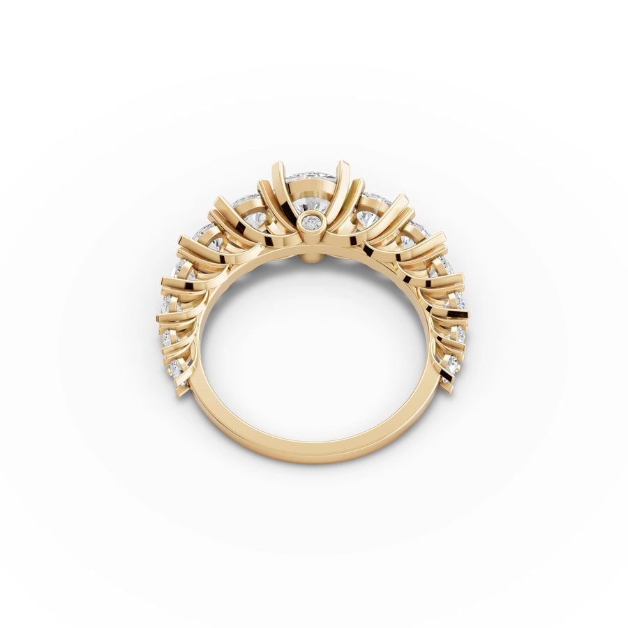 2.52 CT Round Lab Grown Diamond Five Stone Ring in yellow gold, view 3