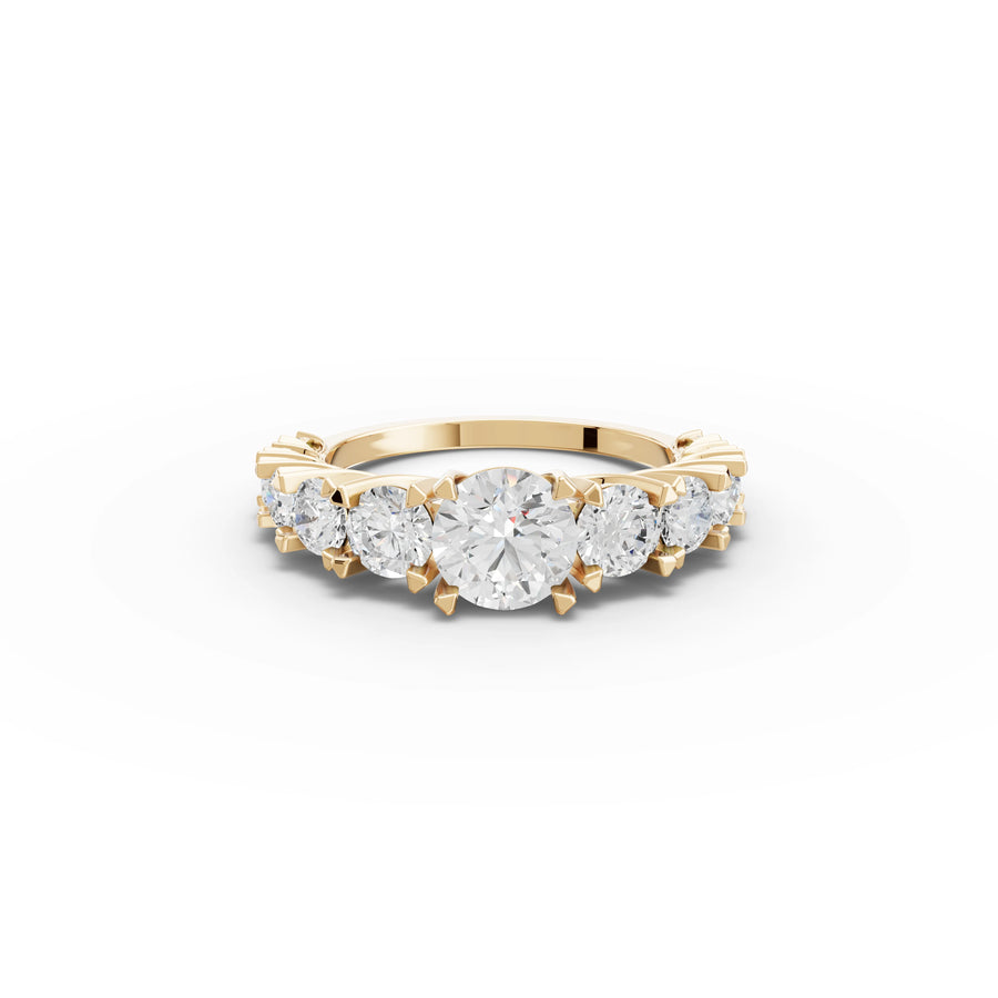 2.52 CT Round Lab Grown Diamond Five Stone Ring in yellow gold