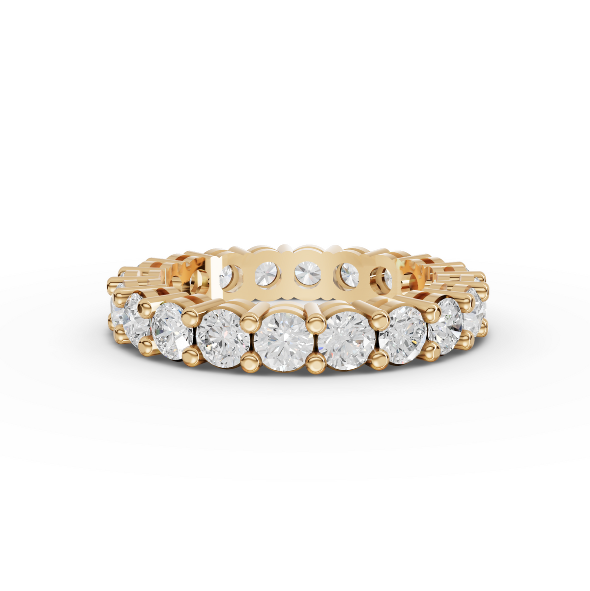 2.57 CT Round Shared-Prong Full Eternity Lab Grown Diamond Ring in yellow gold
