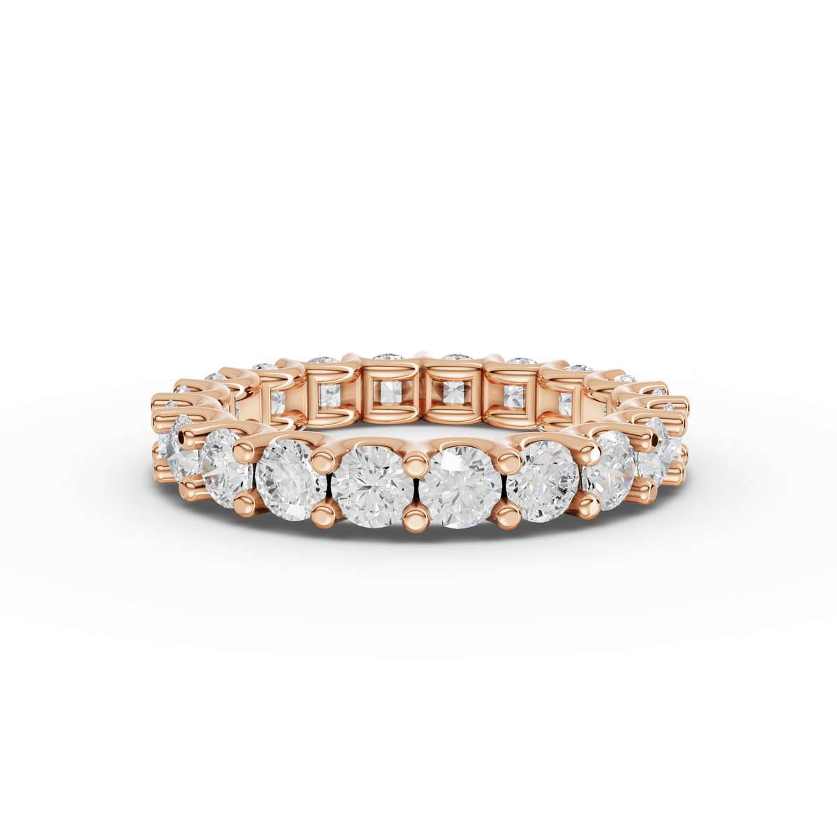 2.57 CT Round U-Prong Full Eternity Lab Grown Diamond Band in rose gold