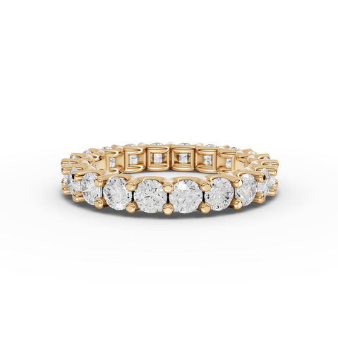 2.57 CT Round U-Prong Full Eternity Lab Grown Diamond Band in yellow gold
