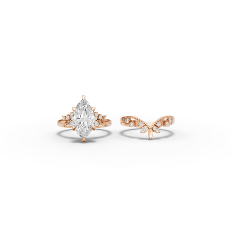 2.72 CT Marquise Lab Grown Diamond Vintage Engagement Ring, view 10