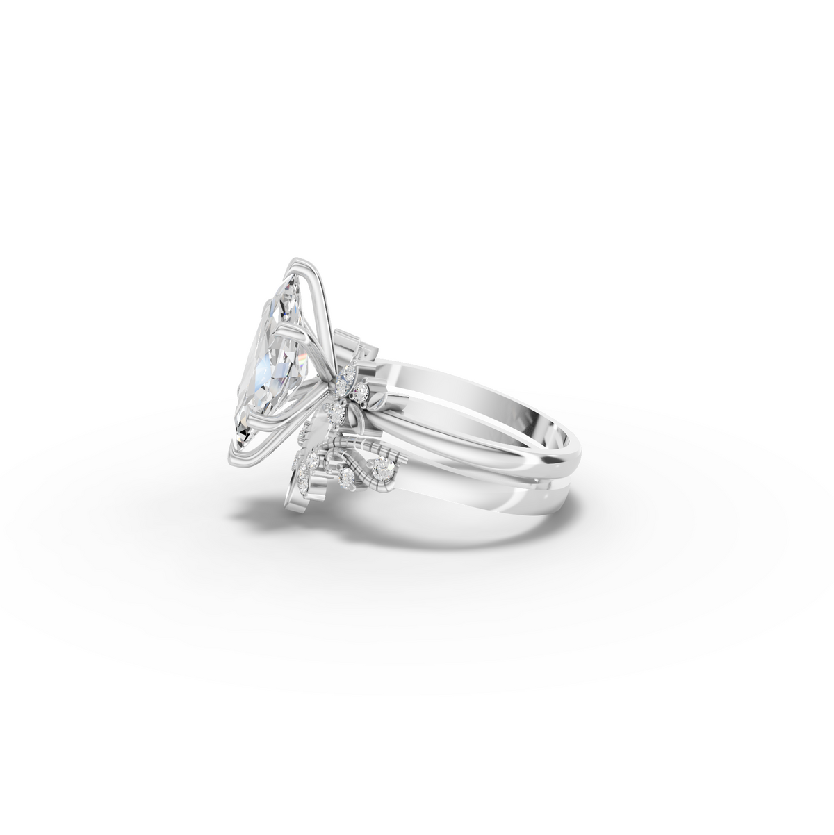2.72 CT Marquise Lab Grown Diamond Vintage Engagement Ring, view 2