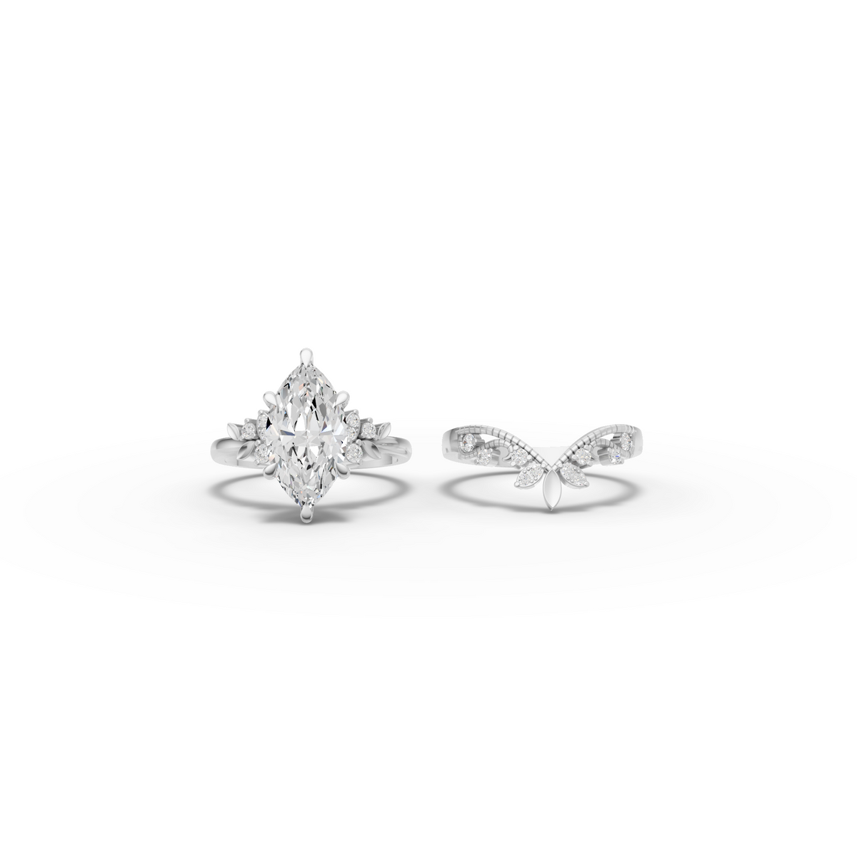 2.72 CT Marquise Lab Grown Diamond Vintage Engagement Ring, view 3