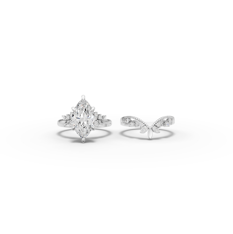 2.72 CT Marquise Lab Grown Diamond Vintage Engagement Ring, view 3