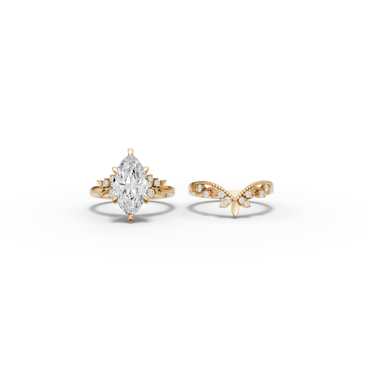 2.72 CT Marquise Lab Grown Diamond Vintage Engagement Ring, view 6