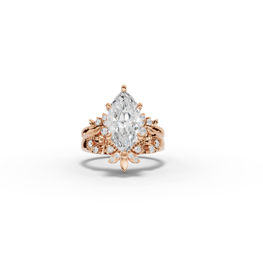 2.72 CT Marquise Lab Grown Diamond Vintage Engagement Ring, view 9