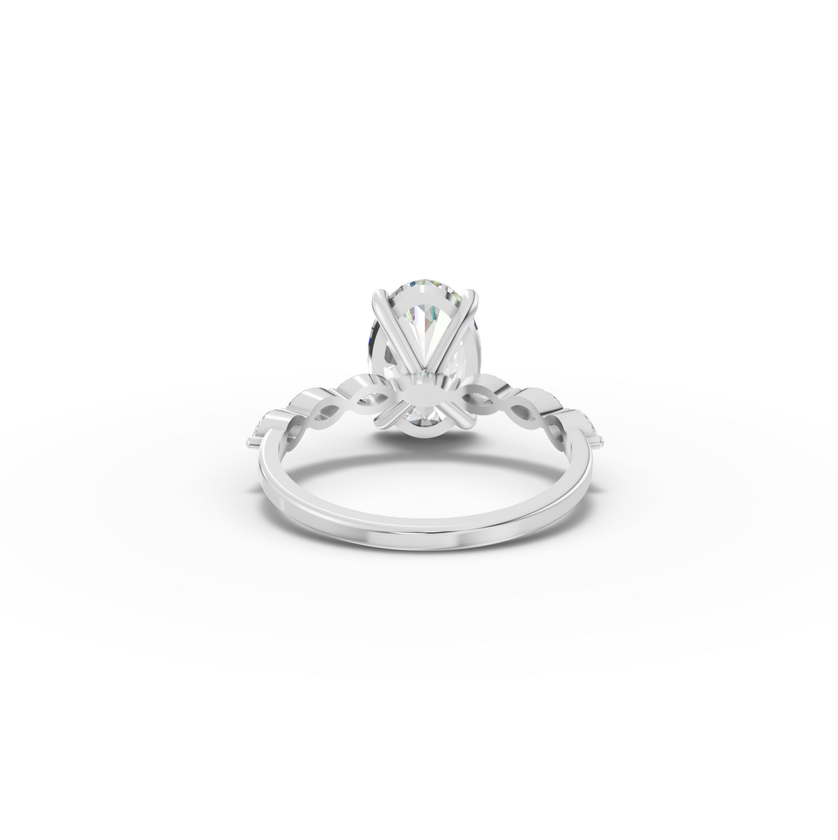 2.81 CT Oval Solitaire Marquise Accent Lab Grown Diamond Ring, view 2