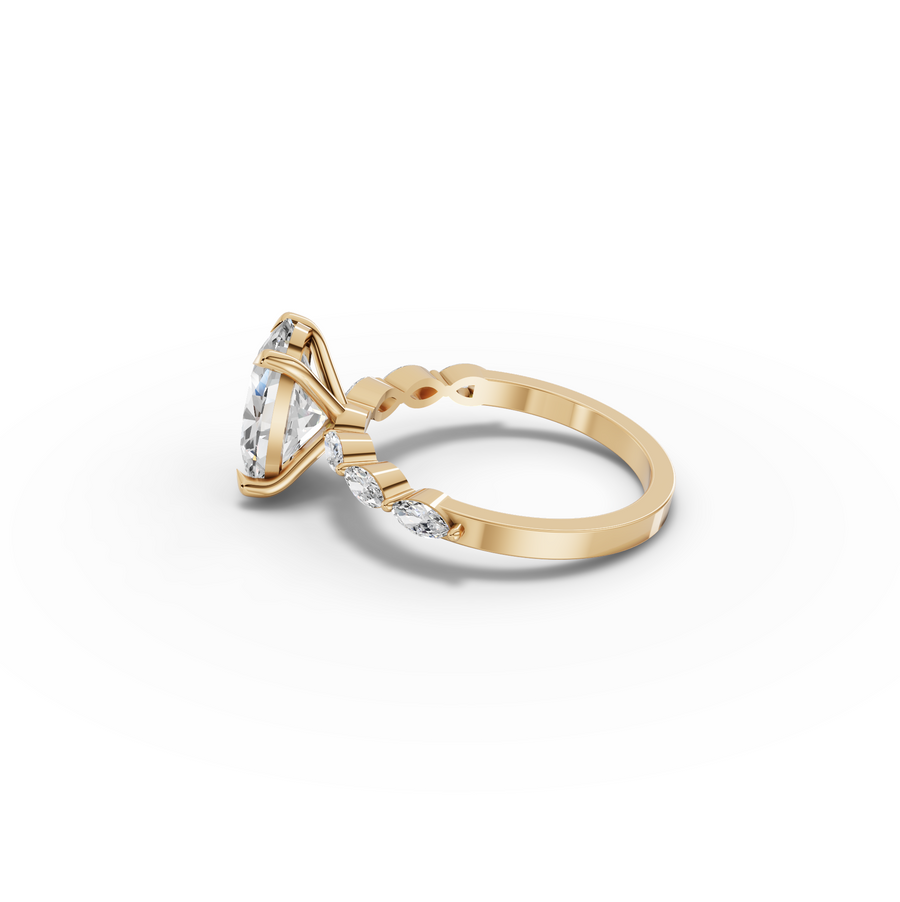 2.81 CT Oval Solitaire with Marquise Accents Lab Grown Diamond Ring, view 4