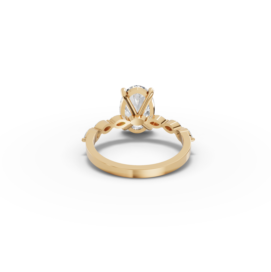 2.81 CT Oval Solitaire with Marquise Accents Lab Grown Diamond Ring, view 5