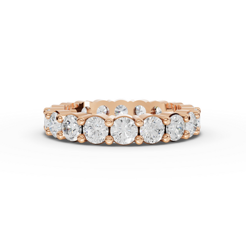 2.89 CT Round Basket Setting Full Eternity Lab Grown Diamond Ring in rose gold
