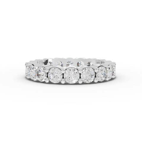 2.89 ct round lab grown diamond full eternity ring with shared prong basket setting