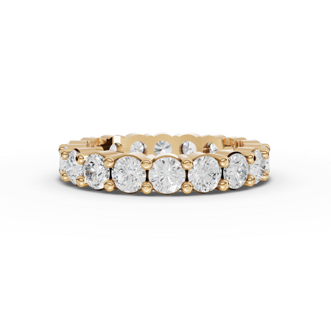 2.89 CT Round Basket Setting Full Eternity Lab Grown Diamond Ring in yellow gold