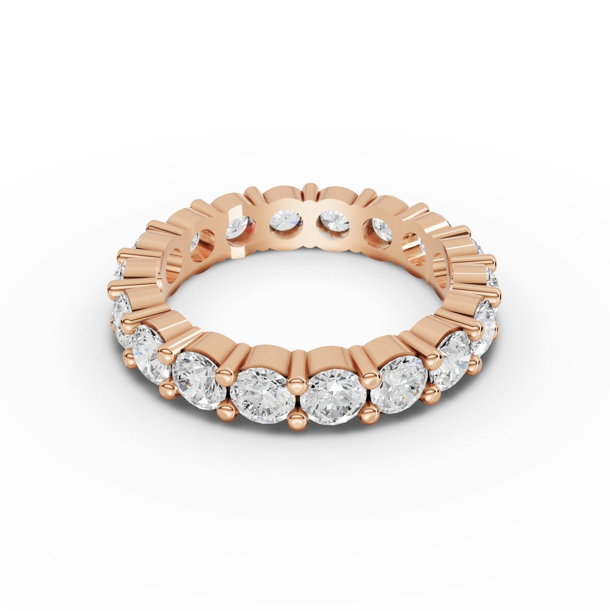 2.89 CT Round Basket Setting Full Eternity Lab Grown Diamond Ring, view 3