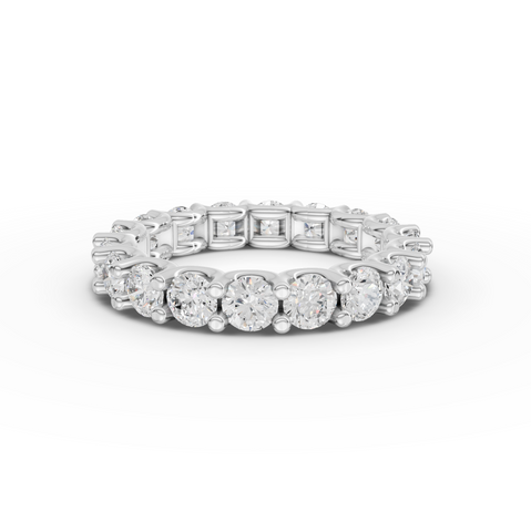 2.89 ct round lab diamond U-prong full eternity ring with continuous diamonds around the band