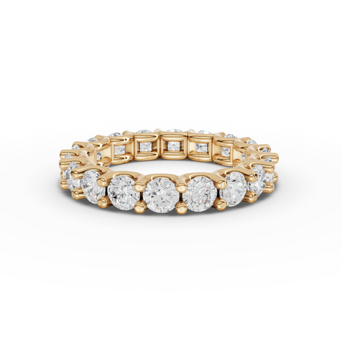 2.89 CT Round U-Prong Full Eternity Lab Grown Diamond Ring in yellow gold