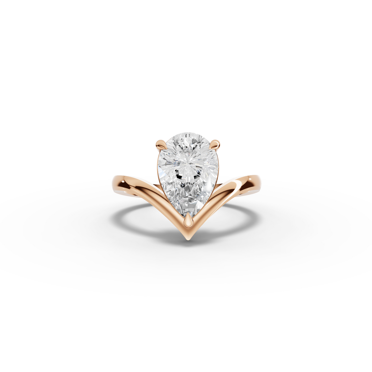 2 CT Pear Lab Grown Diamond V-Chevron Engagement Ring in yellow gold