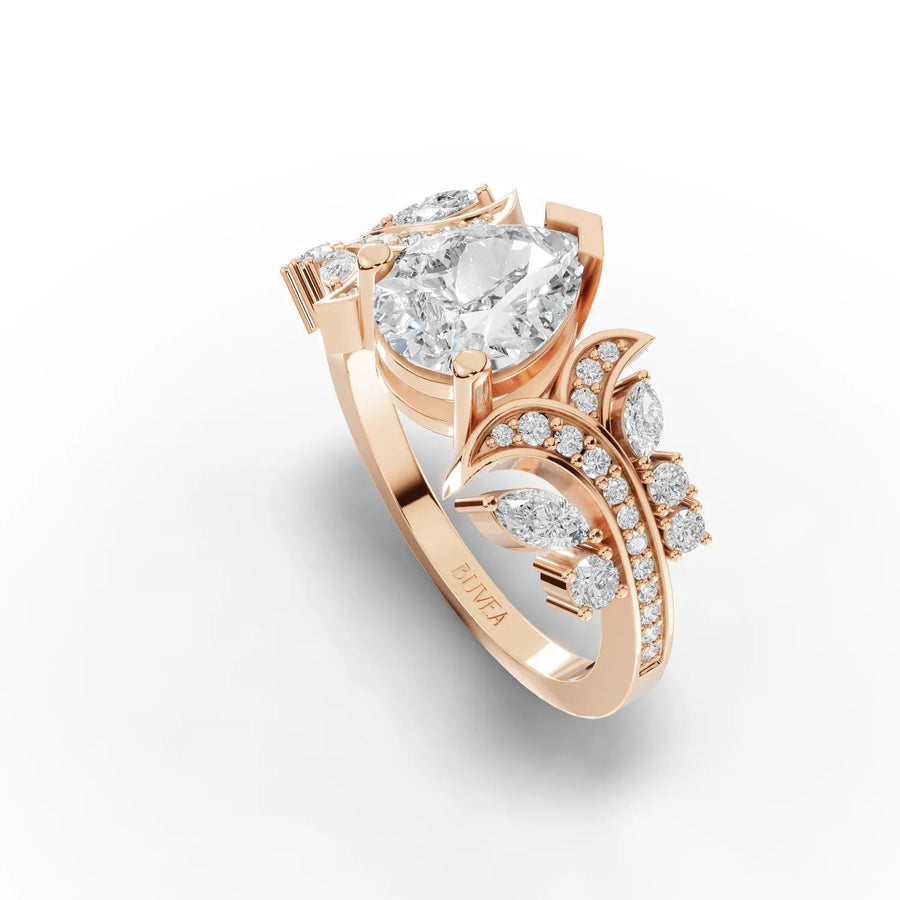 Curved accent stone band rose gold close-up