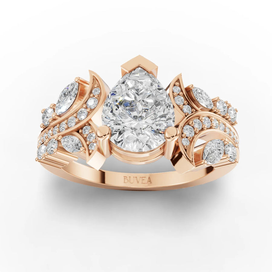 Multi-shape accent ring rose gold angled profile