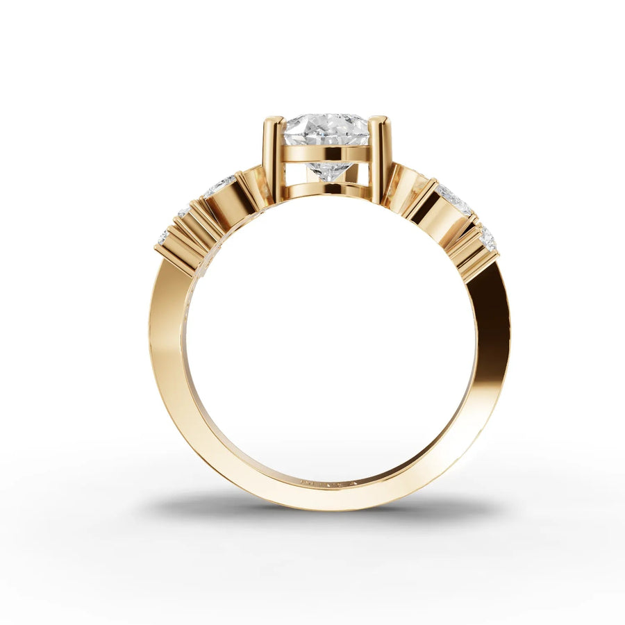 Multi-shape accent ring yellow gold angled profile