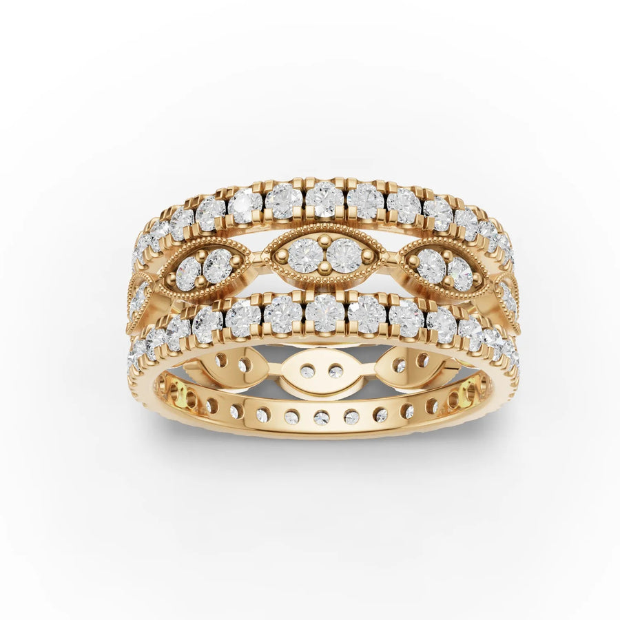 2.02 CT round lab-grown bridal set yellow gold top view