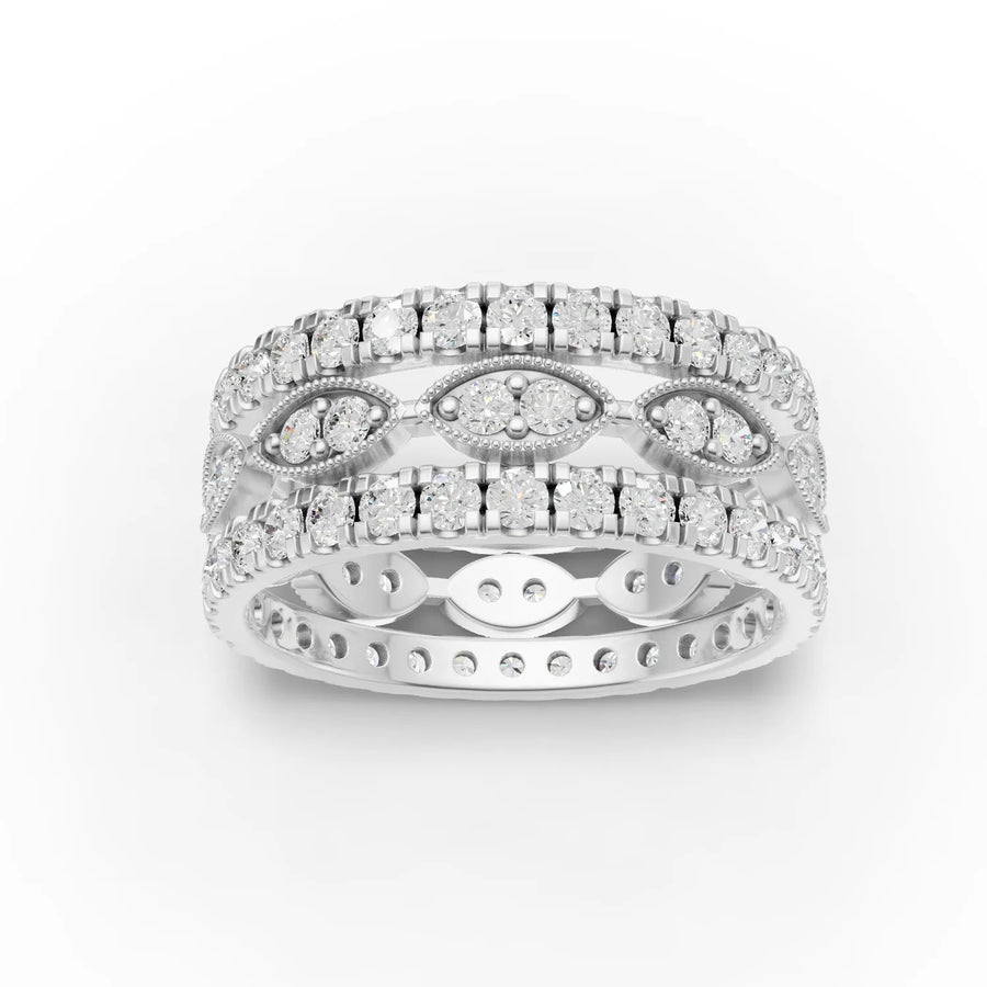 2.02 CT round lab diamond bridal set in 18K gold with pavé accents and marquise motif frame