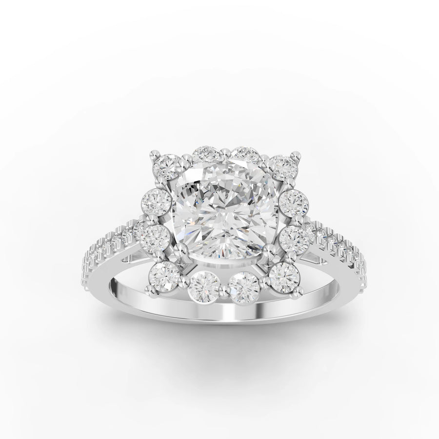 Cushion halo ring white gold angle
